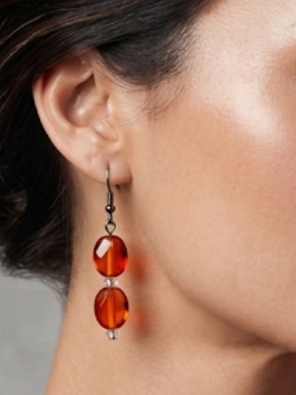 Handmade Red Glass Bead Drop Earrings